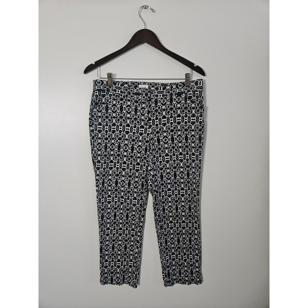 Laundry by Shelli Segal Black White Geometric Print Ankle Pants Size‎ 8 Trousers